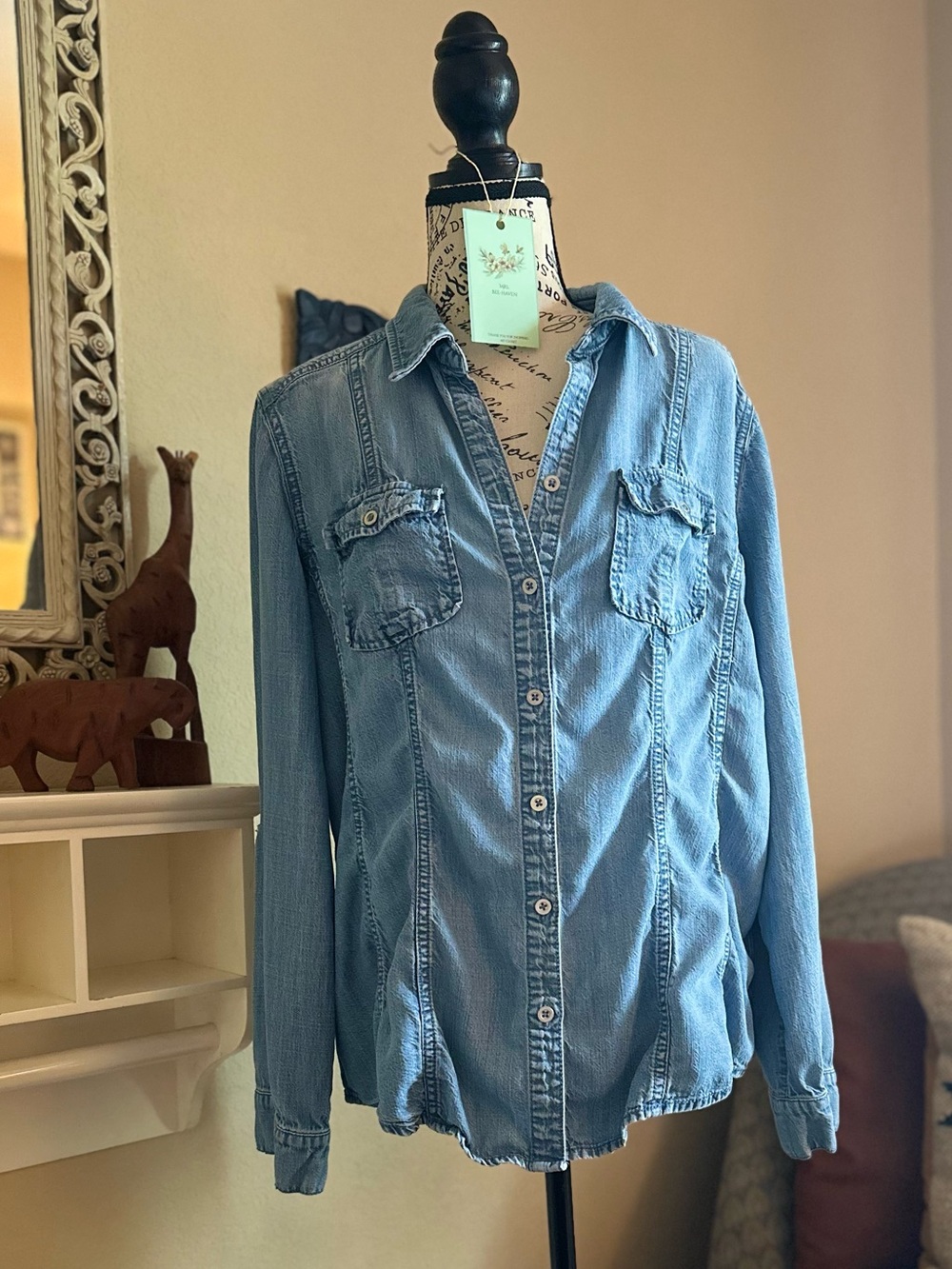 Chicos Light Blue Denim Button-Up Shirt